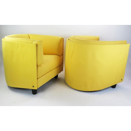 1062 - A Pair of Ligne Roset Upholstered Tub Chairs in yellow fabric upholstery, 80cm wide

Provenance _ se... 