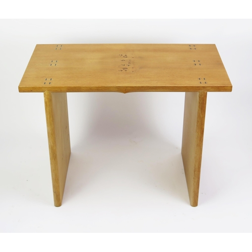 1063 - A Modern Craftsman Made Oak Occasional Table with burr wood top and ebony inlaid revealed joints, 78... 