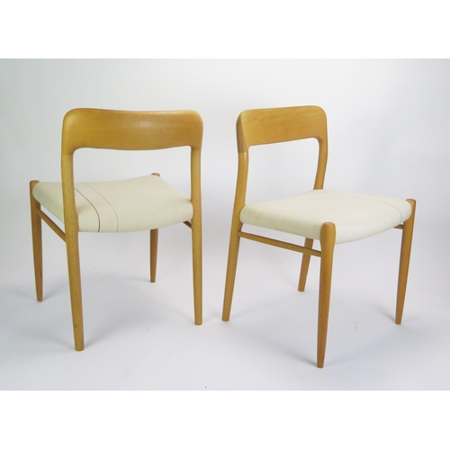 1065 - A Pair of J. L. Möller Höjbjerg Model No. 75 , designed 1954, dating from the 2000's these are still... 