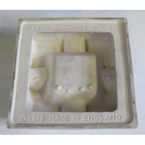 1097 - Arnold Chapkis (1944-2016) a pottery ashtray with champagne court, of square outline, 16cm wide.
(se... 