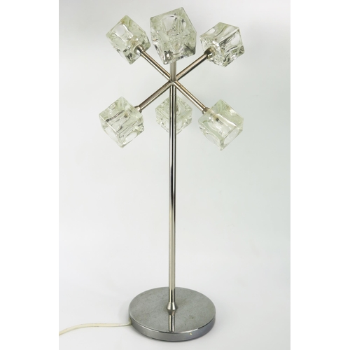 1105 - An early IKEA Isasa 'Ice Cube' table lamp, with polished chrome stem and weighted circular base, 53c... 