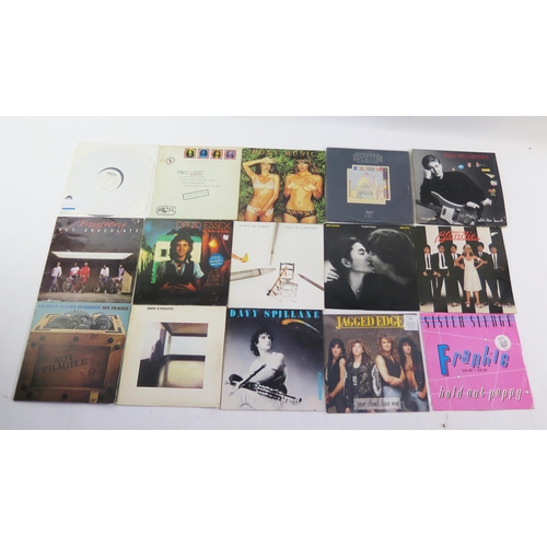 1127 - A collection of pop LP's artists includes, David Essex, Dire Straits, Free, Slade, John Lennon, Brya... 