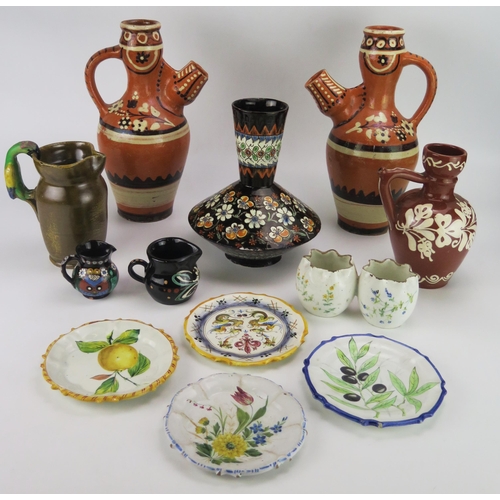 1150 - Several small majolica dishes by G B Viero along with a 19th century twin bowl, other ceramic wares ... 