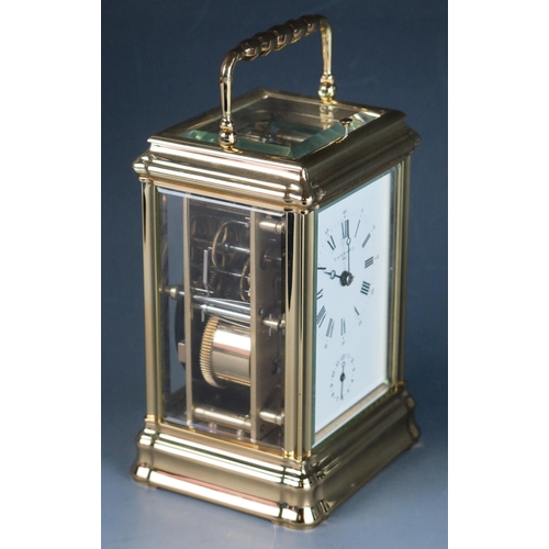 1189A - L'Epee a contemporary French Garrard retailed lacquered brass carriage clock, with 7.5cm Roman dial ... 