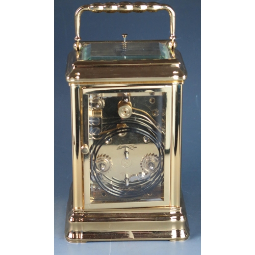 1189A - L'Epee a contemporary French Garrard retailed lacquered brass carriage clock, with 7.5cm Roman dial ... 