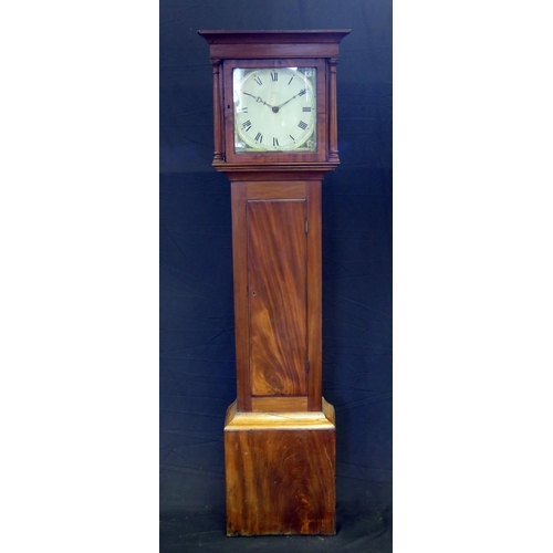 1197 - Pinn, Exmouth, a late 18th century mahogany longcase clock, with square hood, with plain waist panel... 