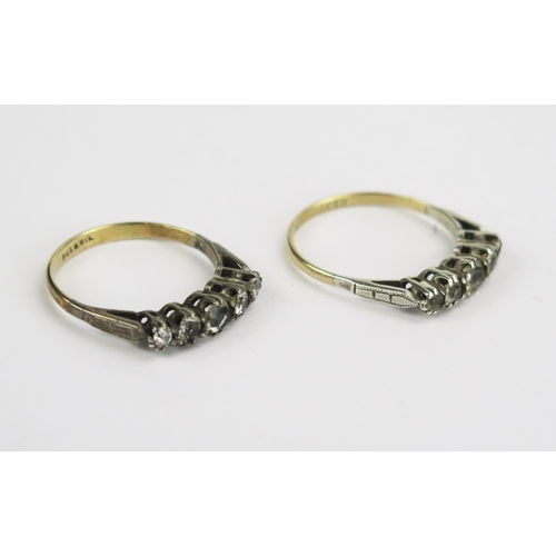 120 - Two 9ct Gold and Silver Paste Rings, sizes R and T, 4.36g