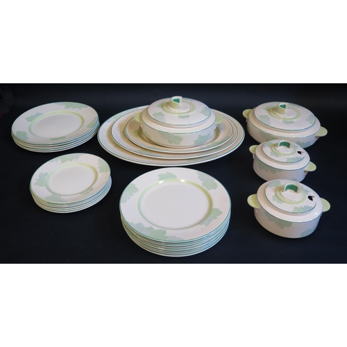 1209 - A Royal Doulton 'Athlone' pattern part dinner service in two-tone green to a cream ground, includes,... 