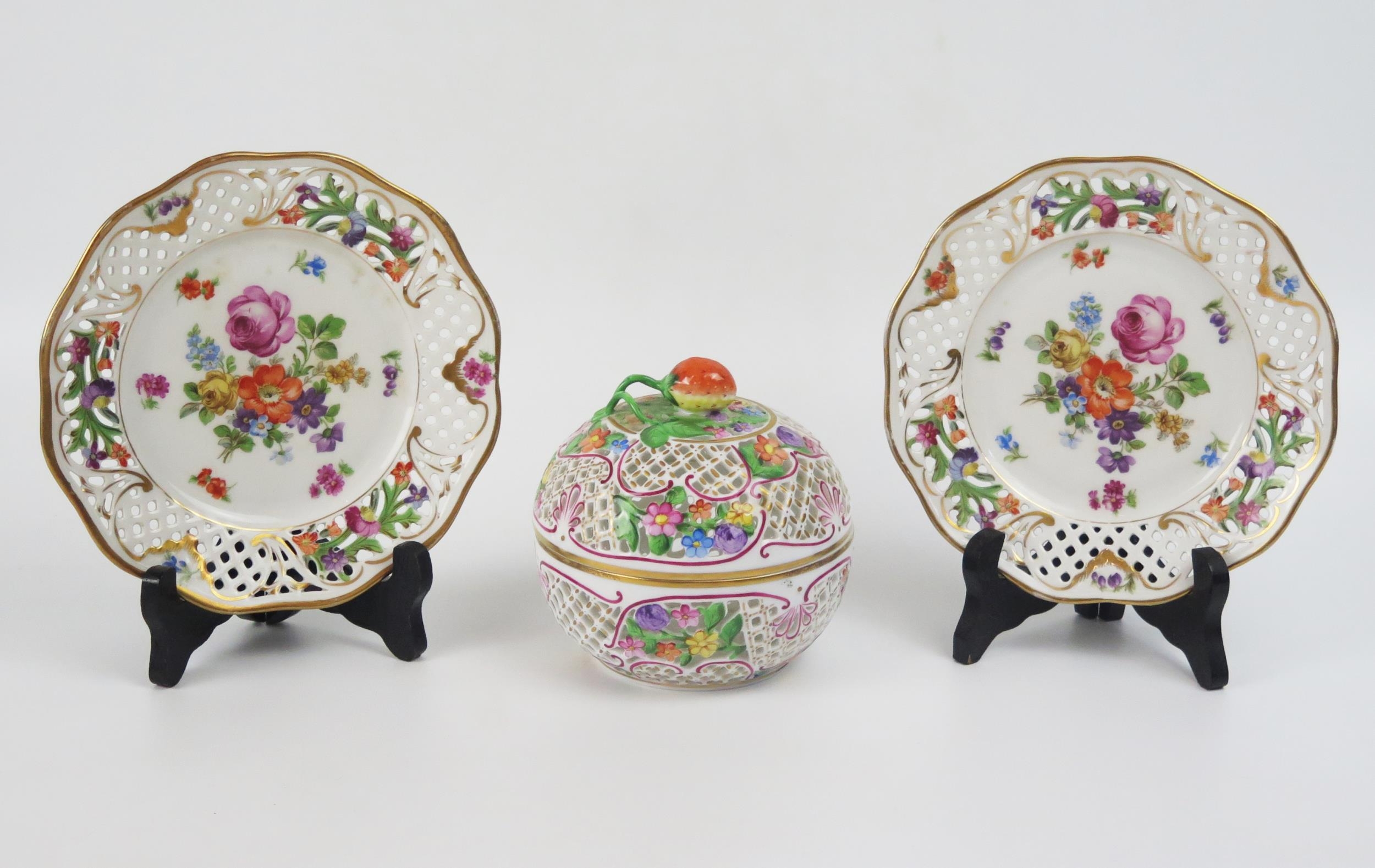 A Herend porcelain floral decorated pot-pourri bowl & cover with ...