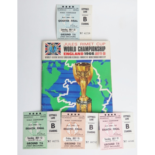 1297 - A 1966 Official World Cup Souvenir Programme, together with ticket stubs for Hillsborough, Eight Fin... 