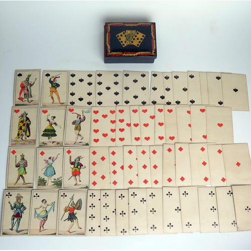 1306 - A 19th century set of playing cards contained in a wood box.
