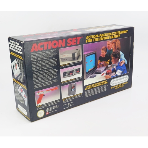 1357 - Nintendo Action Set NES Entertainment System with Super Mario Bros Duck Hunt, Super Off-Road, Termin... 