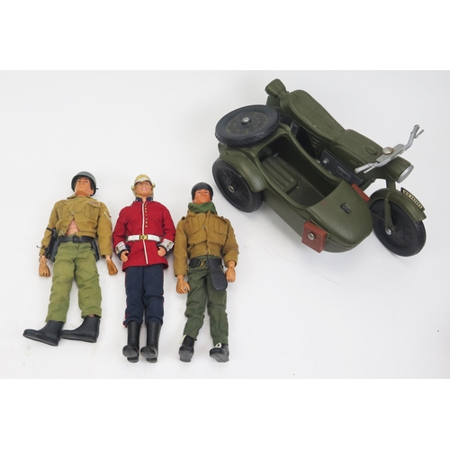 1360B - Action Man Group Including 1964 Palitoy and 1975 Habro Soldiers, Cherilea Sidecar and Barbie Mattel ... 