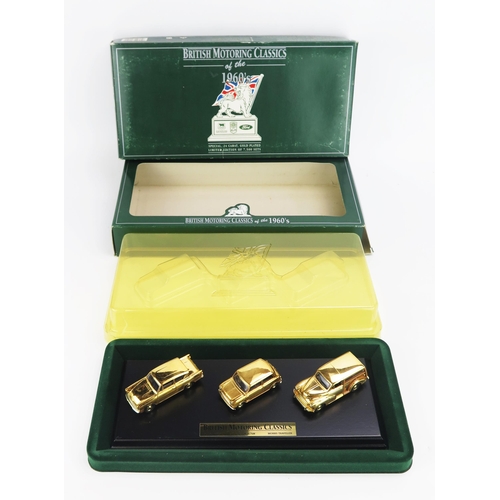 1369 - Lledo British Motoring Classics  24 Carat Gold Plated Set with Ford Anglia, Austin Seven and Morris ... 