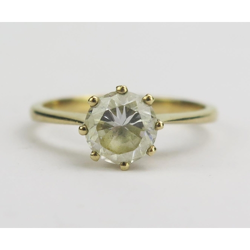 138 - A 9ct Gold and CZ Solitaire Ring, 6.9mm stone, size O.5, import marks, 2.33g