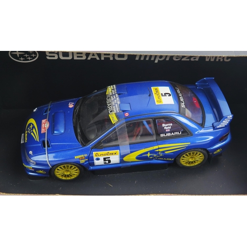 1385 - AutoArt 89992 Subaru Impreza WRC '99 R Burn/ R. Reid 1:18 Scale - mint or very near to in box (may n... 