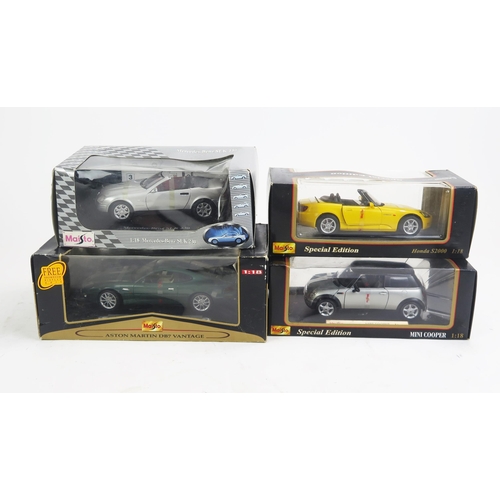 1388 - Maisto 1:18 Scale Group including Honda S2000, Mini Cooper, Mercedes SLK 230, Aston Martin DB7 Vanta... 