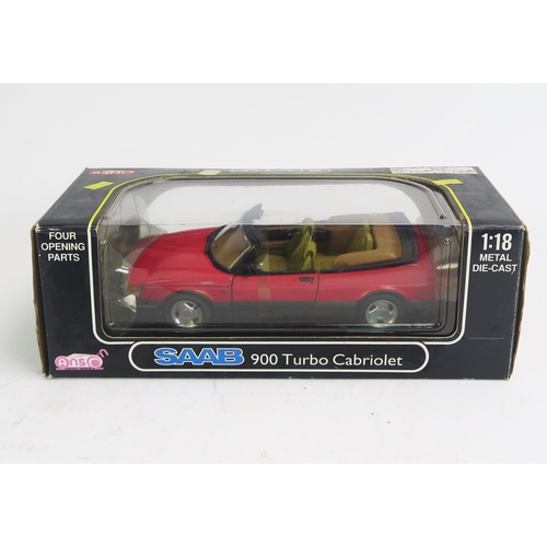 1390 - Anson Saab 900 Turbo Cabriolet in red 1:18 scale - mint or very near to in box (may need light clean... 