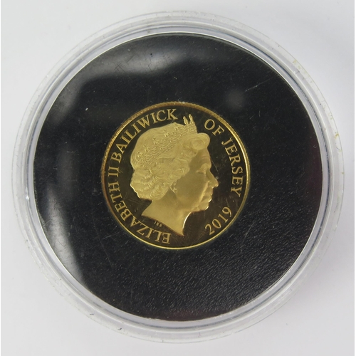 1405 - A 2019 Jersey 9ct Gold Proof One Penny Coin 