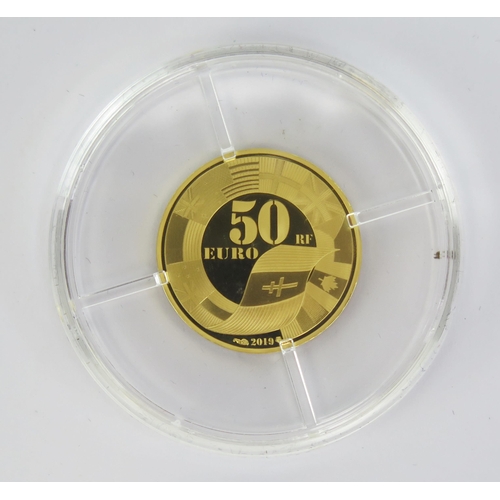 1407 - A 2019 D-Day Commemorative Issue 50 Euro Gold Coin, Gold (.999), 7.78 g