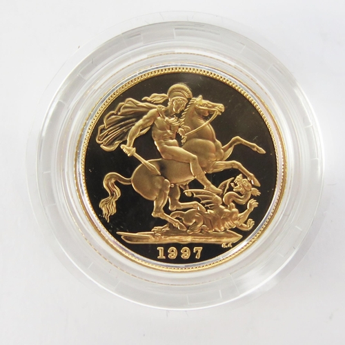 1411 - A Royal Mint 1997 Gold Proof Sovereign. Boxed with COA No.  3724