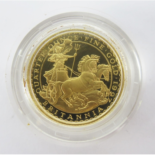 1415 - A Royal Mint 1997 1/4oz Britannia £25 Gold Proof Coin, 8.513g 99.9%. Boxed with COA No. 0451