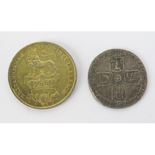 1436 - A George II 1758 Milled Edge Silver Sixpence and a George IV 1826 Silver Gilt Shilling