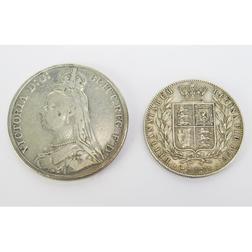 1437 - A Victoria 1891 Silver Crown and an 1878 Half-Crown