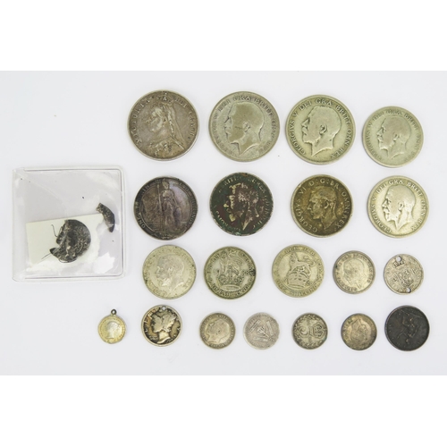 1457 - A Selection of .925 and .800 Silver Coins including an 1887 Half Crown, c. 125g