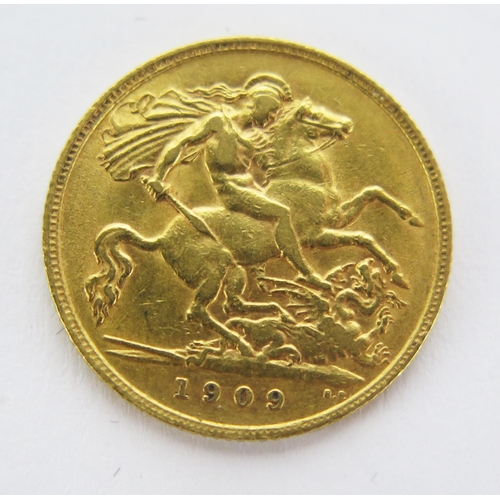 1458 - An Edward VII 1909 Gold Half Sovereign