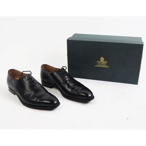 1481 - Crockett & Jones Edgware Black Calf Leather Sole Shoes Size 7 E, boxed with shoe bags (original sale... 