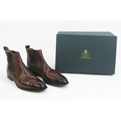 1483 - Crockett & Jones Lingfield Dark Brown Burnished Calf Leather Sole Shoes, Size 7 E, boxed with shoe b... 