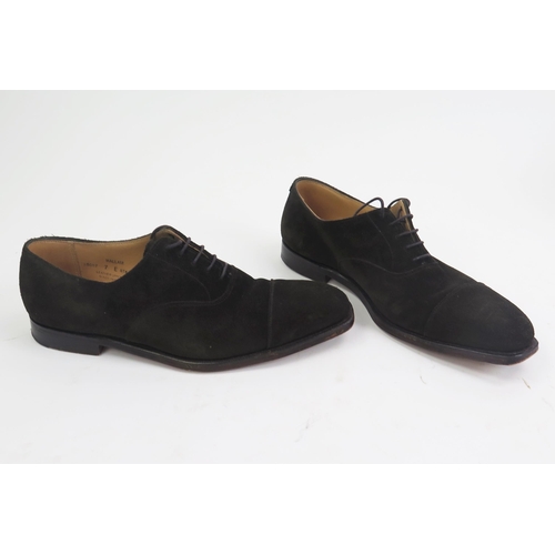 1484 - Crockett & Jones Hallam Espresso Calf Suede Leather Sole Shoes, Size 7 E, boxed with shoe bags (orig... 