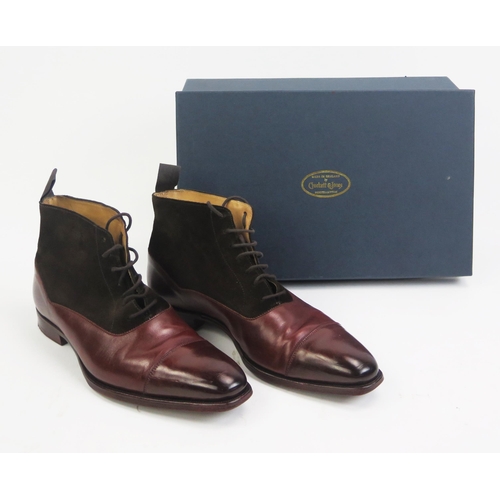 1488 - Crockett & Jones Charlton Chestnut Antique Calf and dark brown calf suede leather sole shoes Size 7 ... 