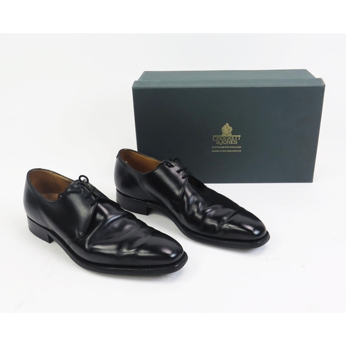 1490 - Crockett & Jones Highbury Black Calf Rubber Sole Shoes, Size 7 E, boxed with shoe bags (original sal... 