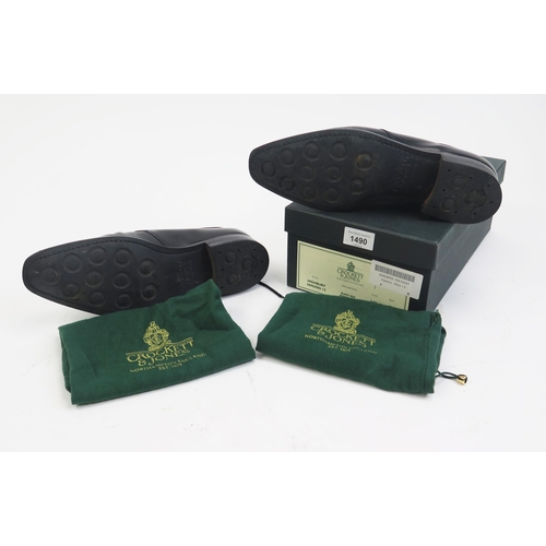 1490 - Crockett & Jones Highbury Black Calf Rubber Sole Shoes, Size 7 E, boxed with shoe bags (original sal... 