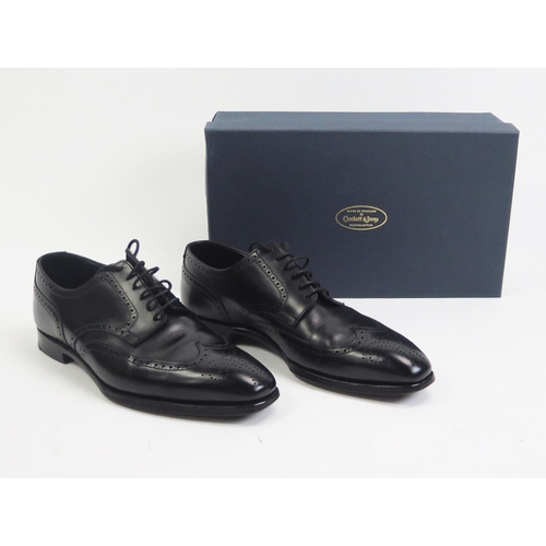 1492 - Crockett & Jones Brunswick Black Calf Leather Sole Shoes, Size 6 1/2 E, boxed with shoe bags