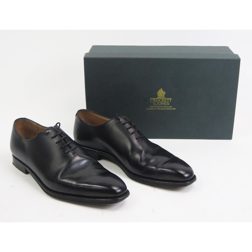 1493 - Crockett & Jones Alex Black Calf Leather Sole Shoes, Size 7 E, boxed with shoe bags (original sale p... 