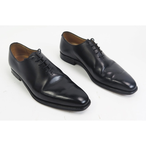 1493 - Crockett & Jones Alex Black Calf Leather Sole Shoes, Size 7 E, boxed with shoe bags (original sale p... 