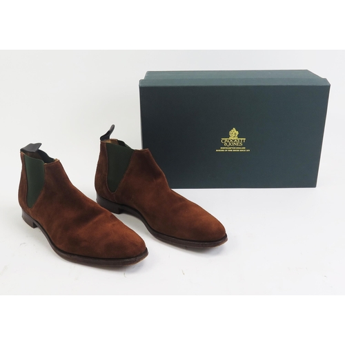 1494 - Crockett & Jones Cranford Suede Shoes Size 7 E, boxed (incorrect box?) with shoe bags