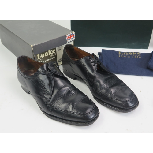 1499 - Loake Leather Soled Shoes 2 Pairs Size 7 Including Black Polished Derby and Wells Black Calf Leather... 