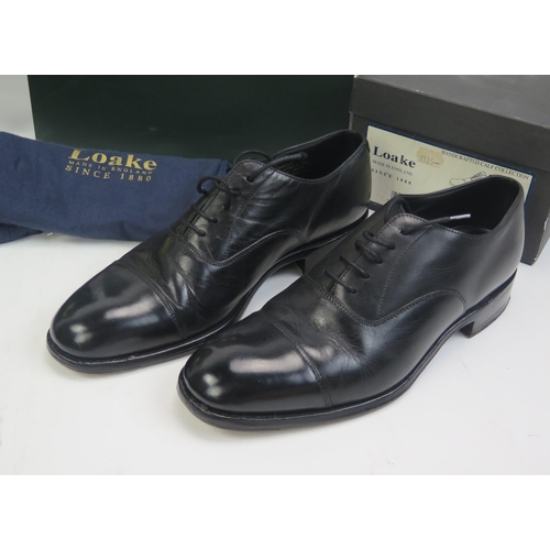 1499 - Loake Leather Soled Shoes 2 Pairs Size 7 Including Black Polished Derby and Wells Black Calf Leather... 