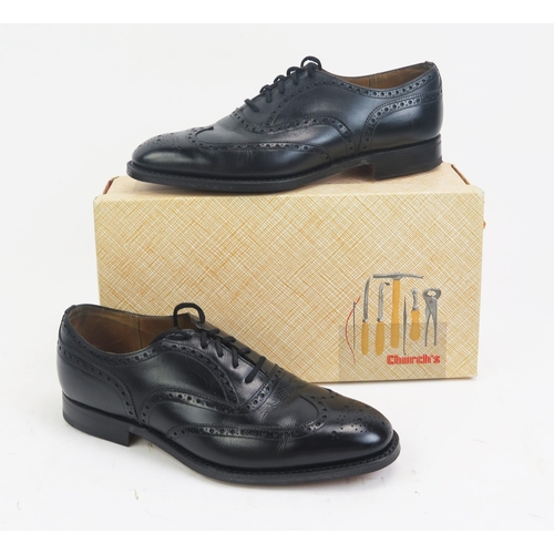 1506 - Church's Chetwynd Black Calf Leather Sole Shoes, Size 7.5 E, newly rebuilt and boxed with shoe bag