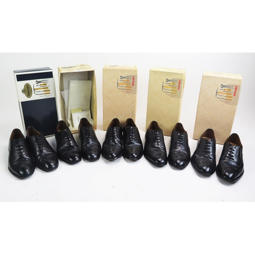 1507 - 5 Pairs of Church's Black Leather Shoes, all size 7.5 E including Diplomat, Bordeaux, Barcroft, Cons... 