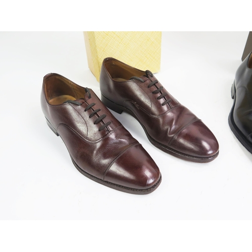 1508 - 3 Pairs of Church's Consul Leather Sole Shoes, all size 7.5 E, two custom grade black and another br... 