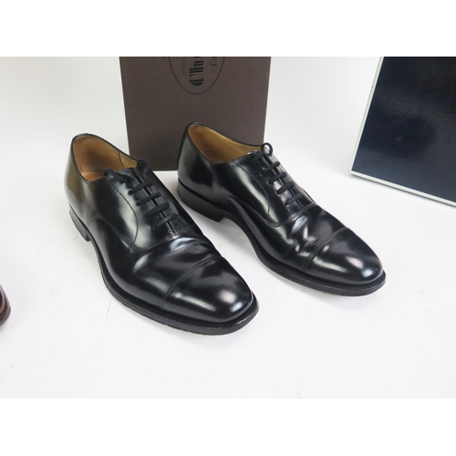 1508 - 3 Pairs of Church's Consul Leather Sole Shoes, all size 7.5 E, two custom grade black and another br... 