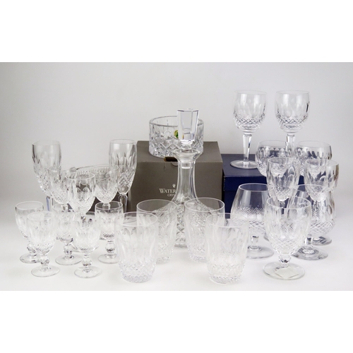 1640 - A collection of Waterford crystal drinking glasses, ships decanter dish etc.