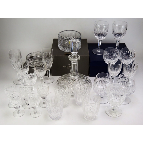 1640 - A collection of Waterford crystal drinking glasses, ships decanter dish etc.