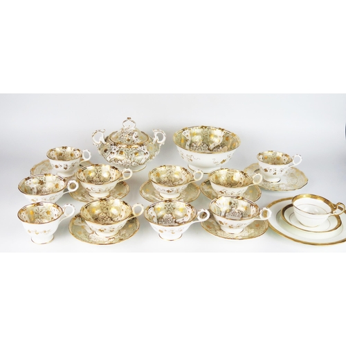 1659 - A Davenport part tea service, with gilt floral decoration, includes six cups, three coffee cups, fiv... 