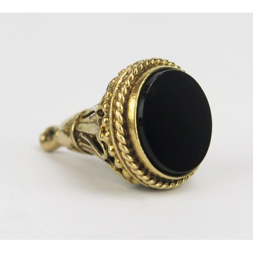 177 - A Hallmarked 9ct Gold and Black Onyx Fob, 18.4mm head, 7.8g